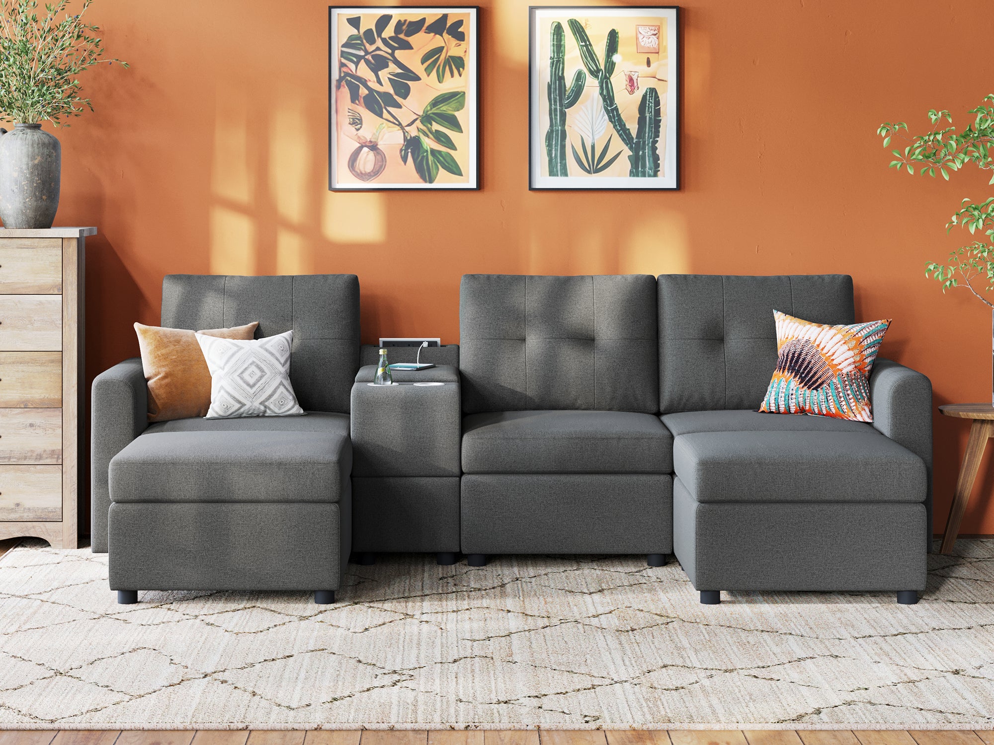 RUBIK III 3 Seats with 2 Ottomans & Console - Image 4