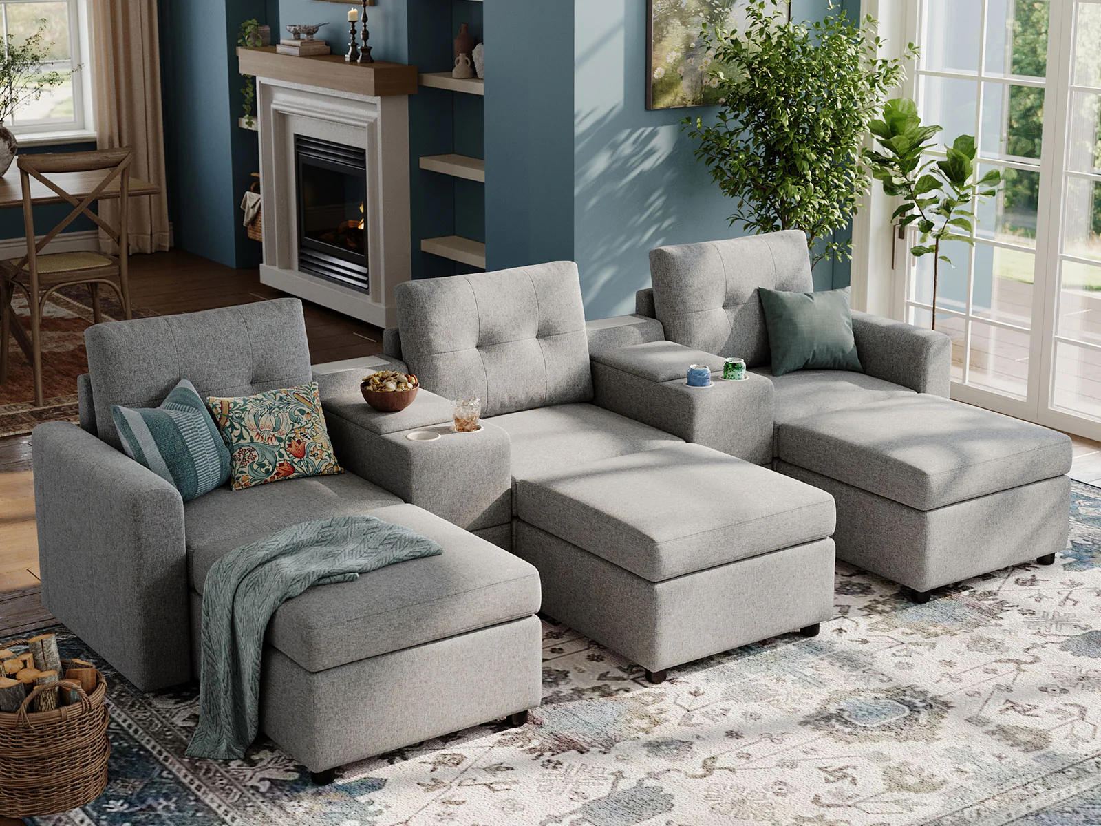 RUBIK III 3 Seats with 3 Ottomans & 2 Consoles - Image 10