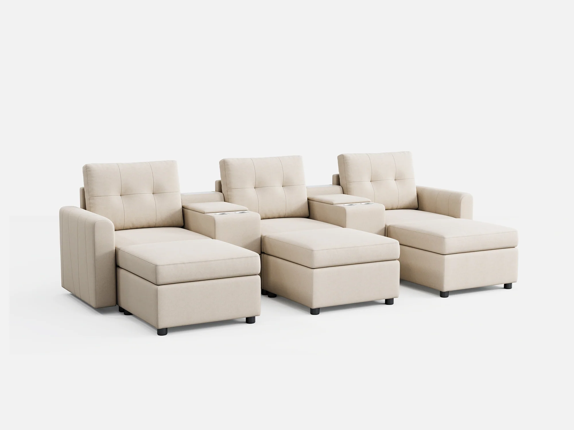 RUBIK III 3 Seats with 3 Ottomans & 2 Consoles - Image 5