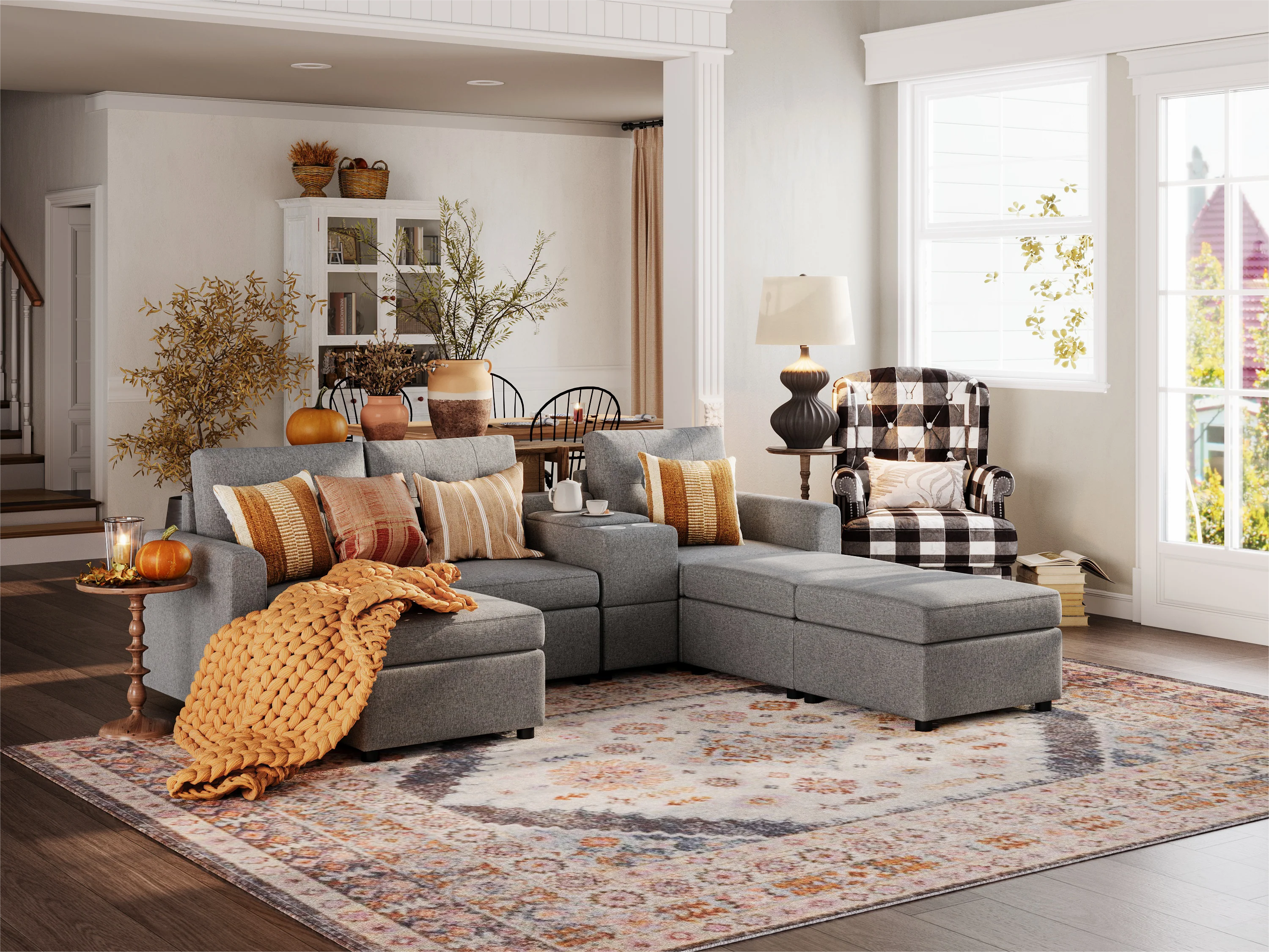 RUBIK III 3 Seats with 3 Ottomans & Console - Image 7