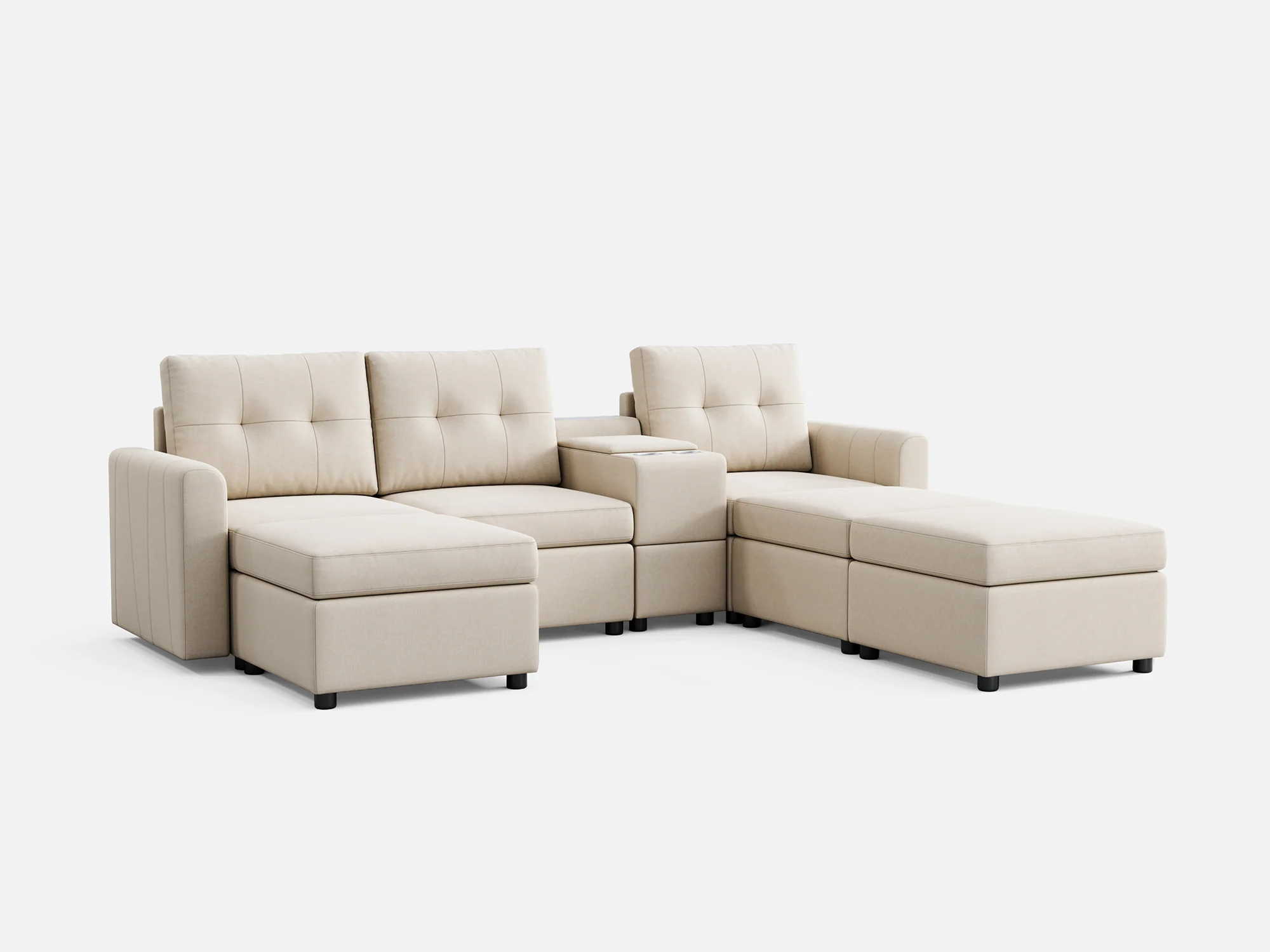 RUBIK III 3 Seats with 3 Ottomans & Console - Image 9