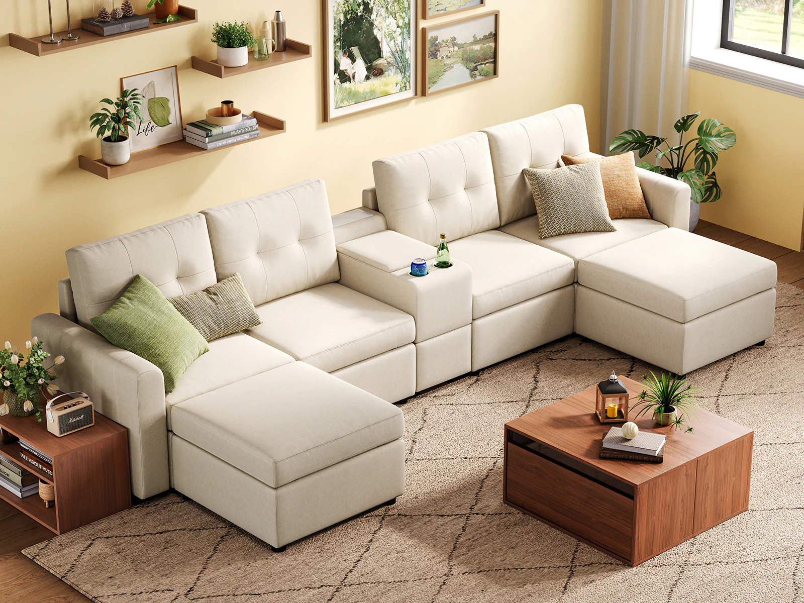 RUBIK III 4 Seats with 2 Ottomans & Console - Image 12