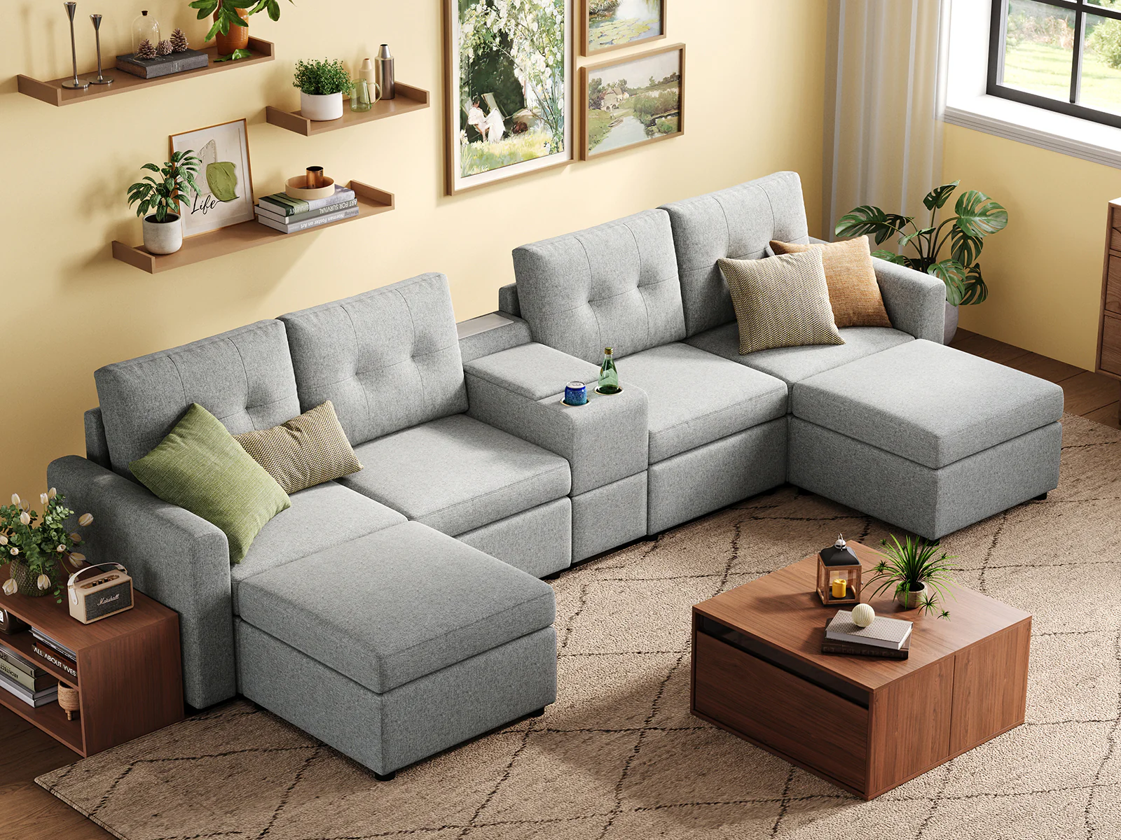 RUBIK III 4 Seats with 2 Ottomans & Console - Image 14