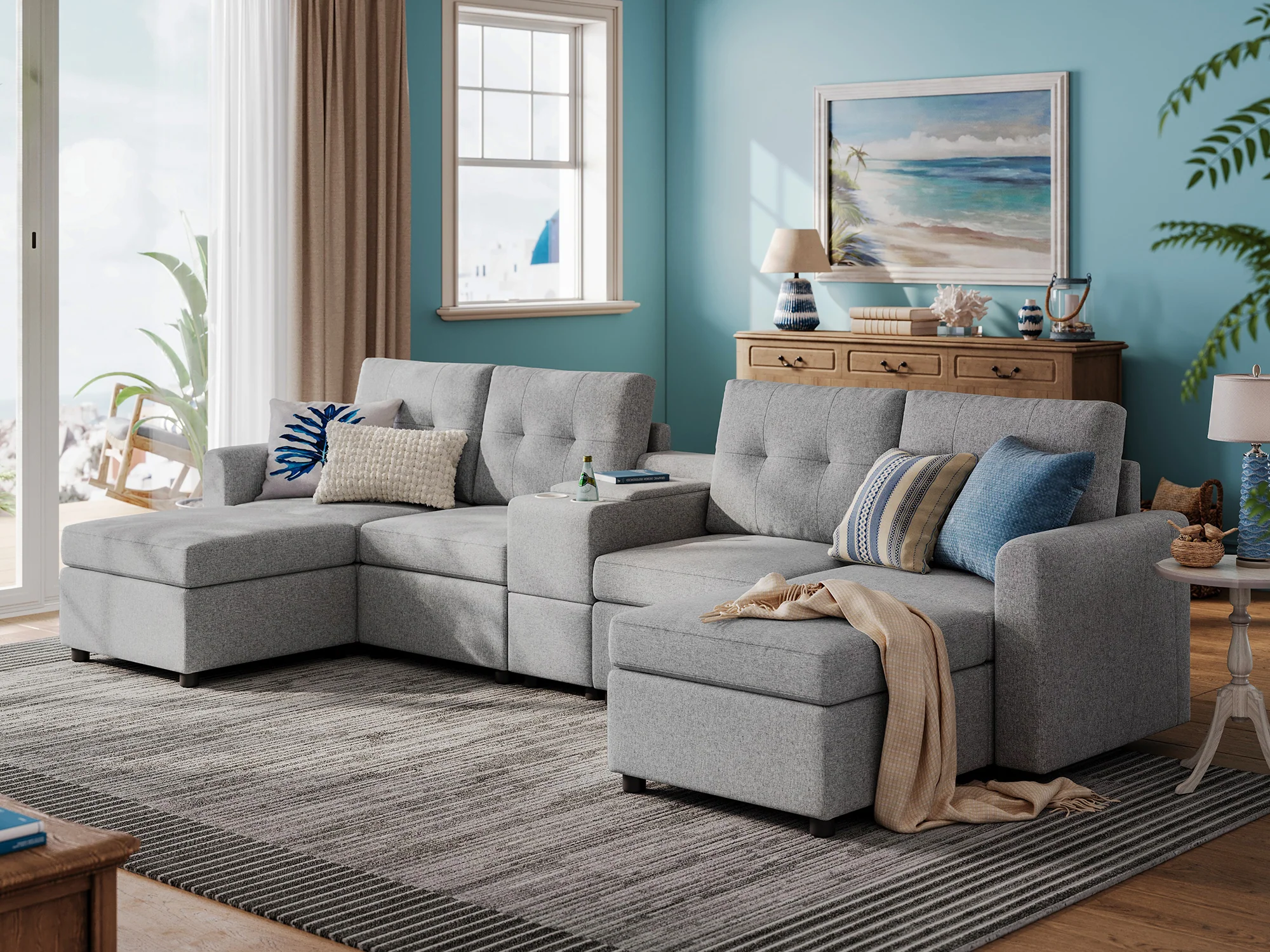 RUBIK III 4 Seats with 2 Ottomans & Console - Image 15