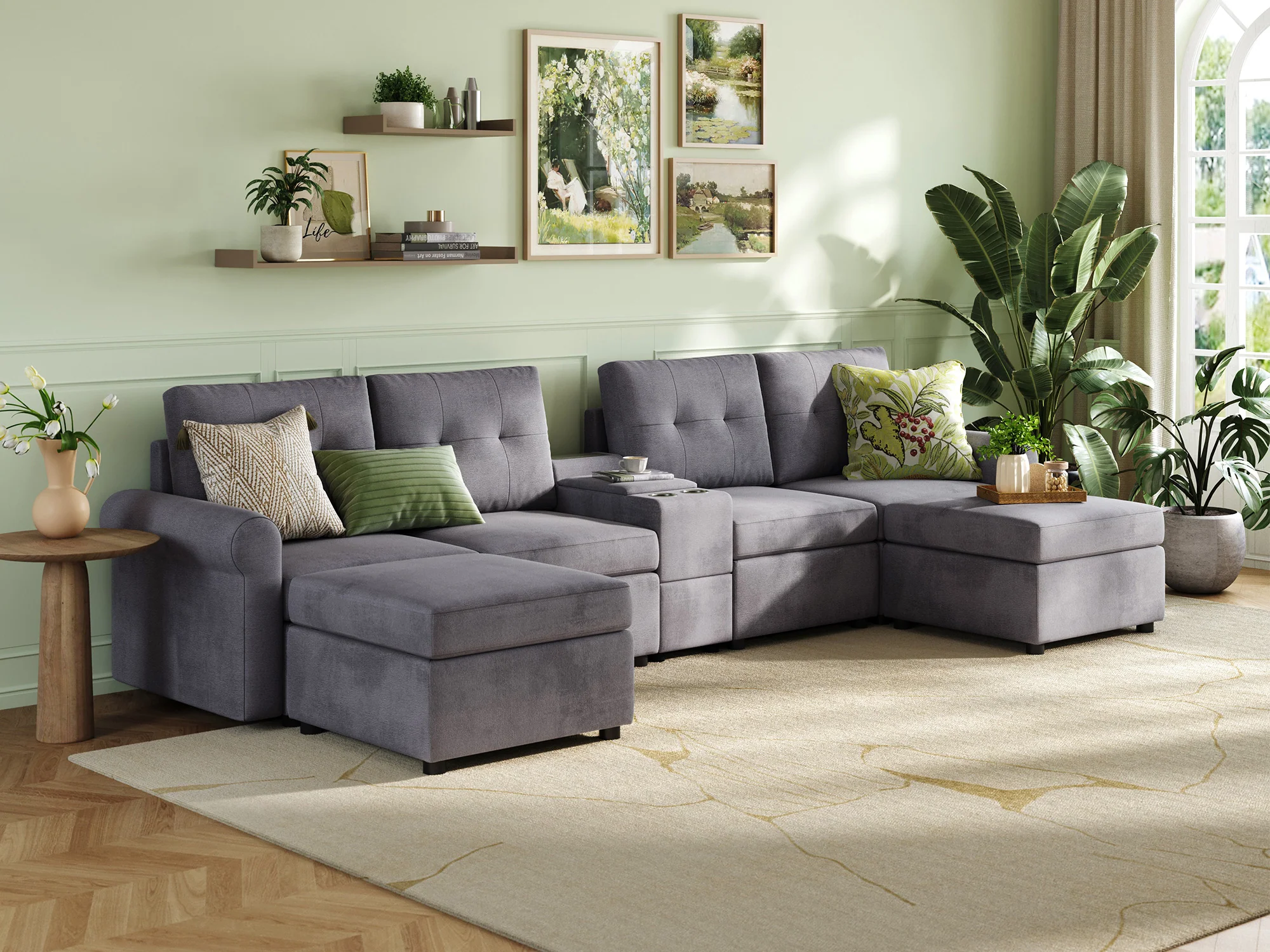 RUBIK III 4 Seats with 2 Ottomans & Console - Image 4