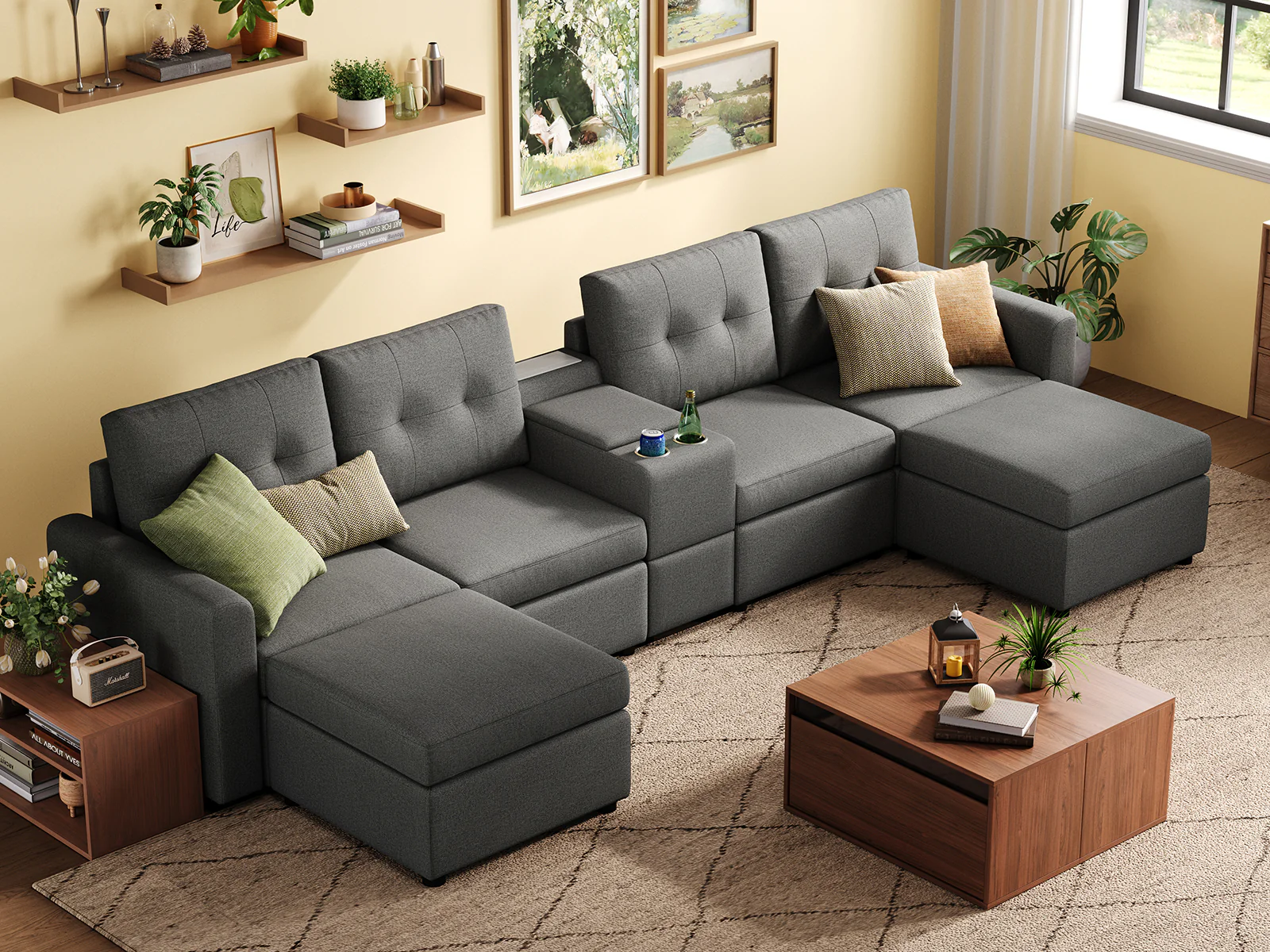 RUBIK III 4 Seats with 2 Ottomans & Console - Image 8