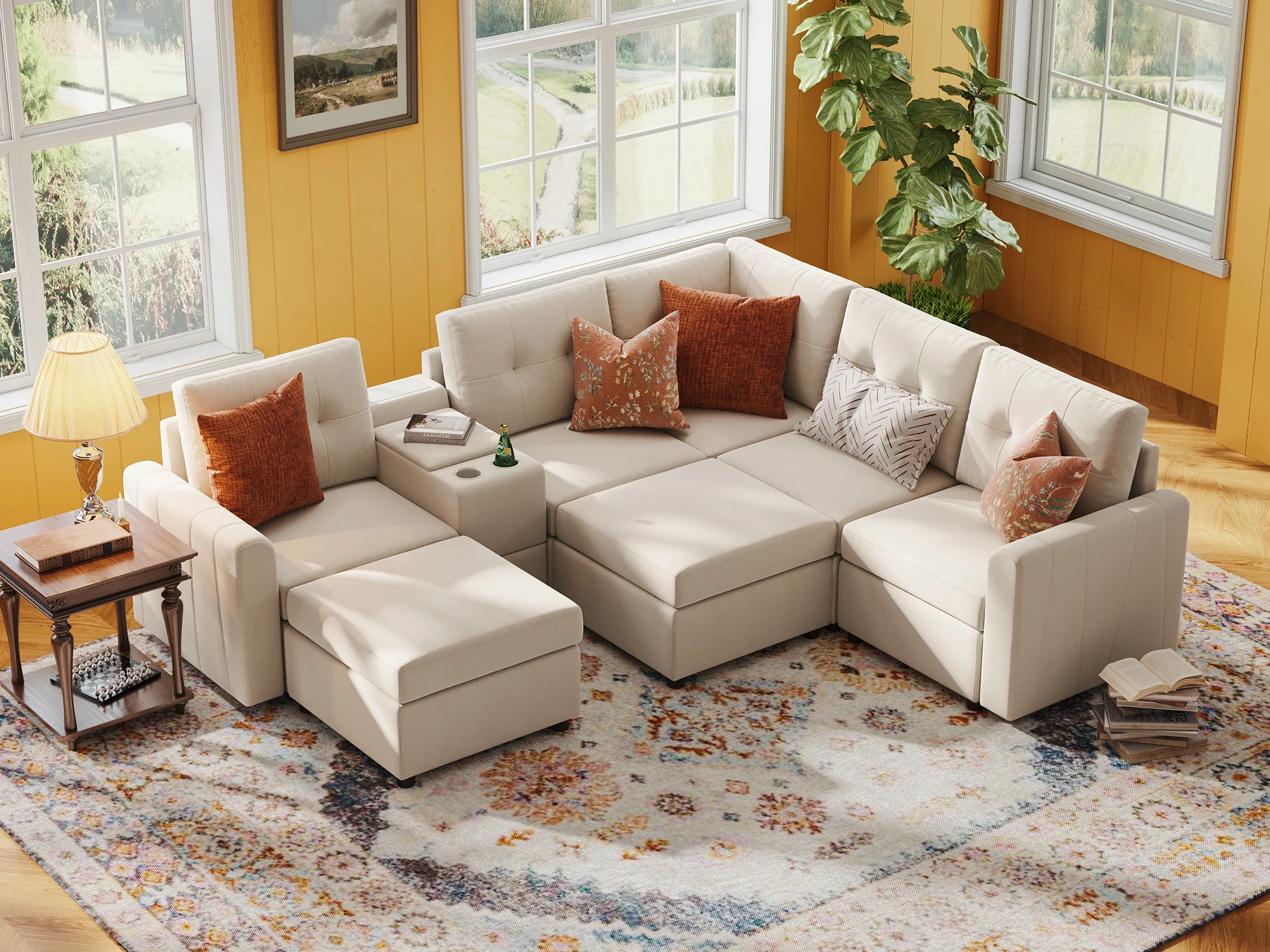 RUBIK III 4 Seats with 2 Ottomans & Corner & Console - Image 10