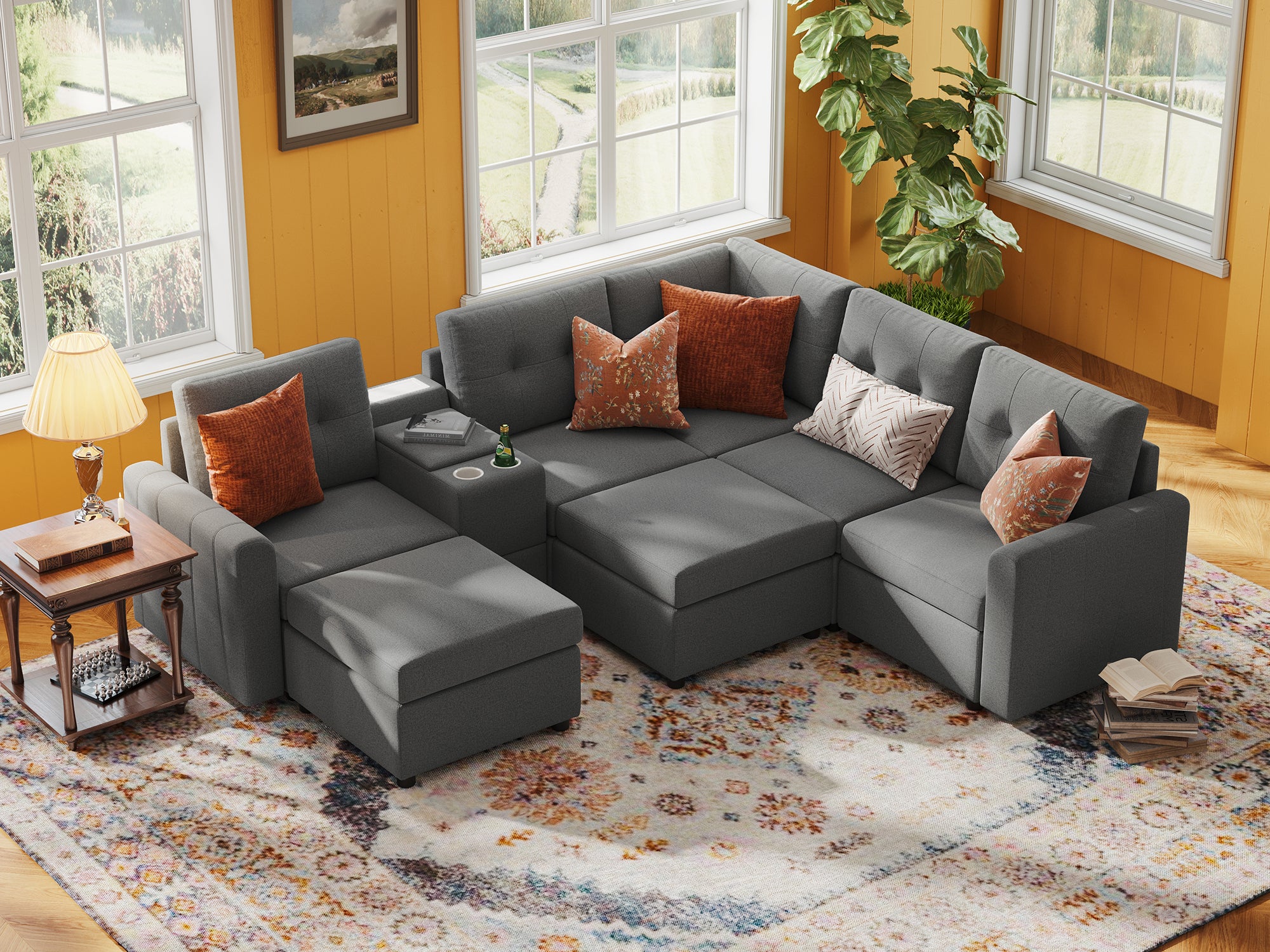 RUBIK III 4 Seats with 2 Ottomans & Corner & Console - Image 3