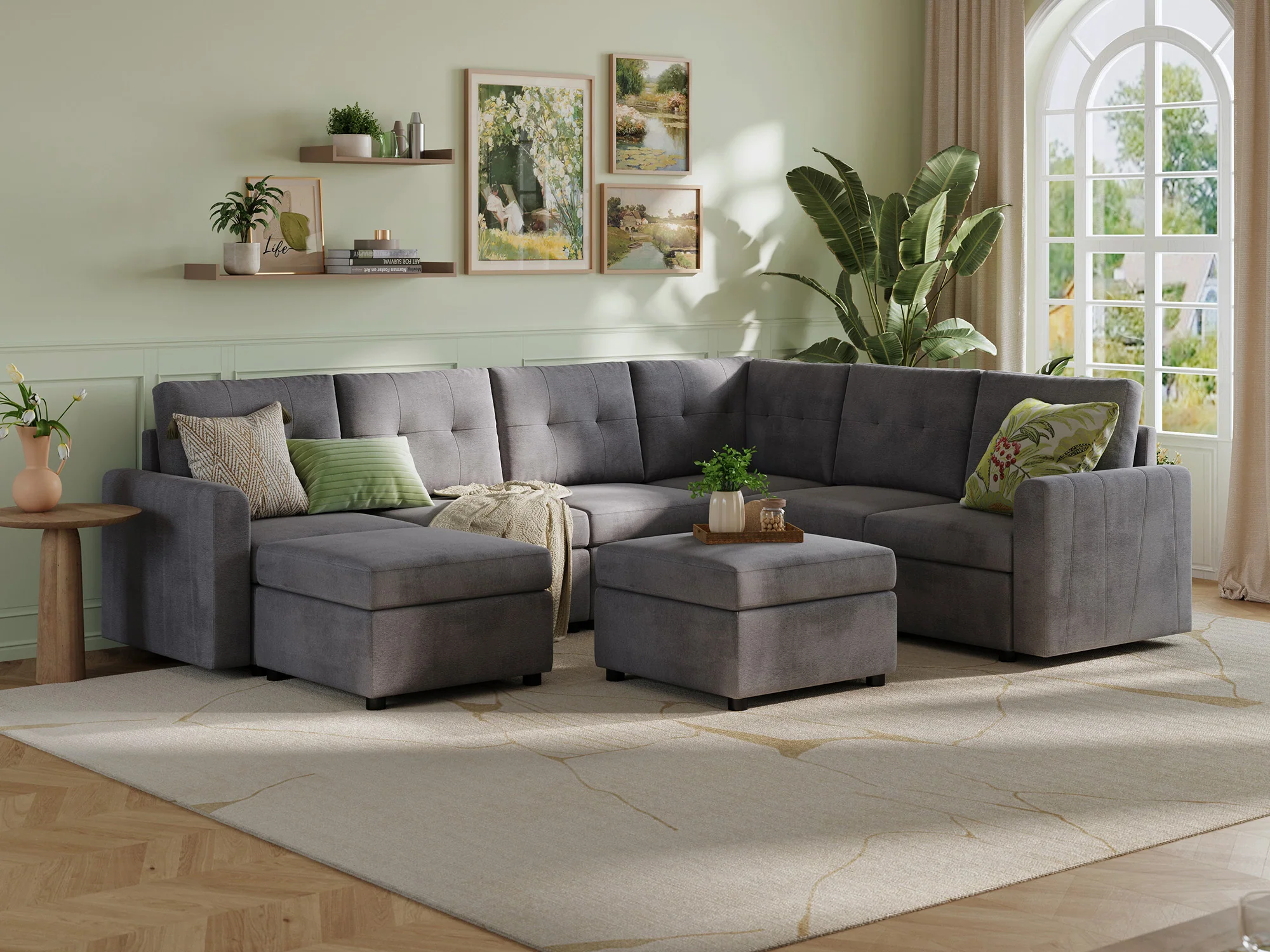 RUBIK III 5 Seats with Corner & 2 Ottomans - Image 13