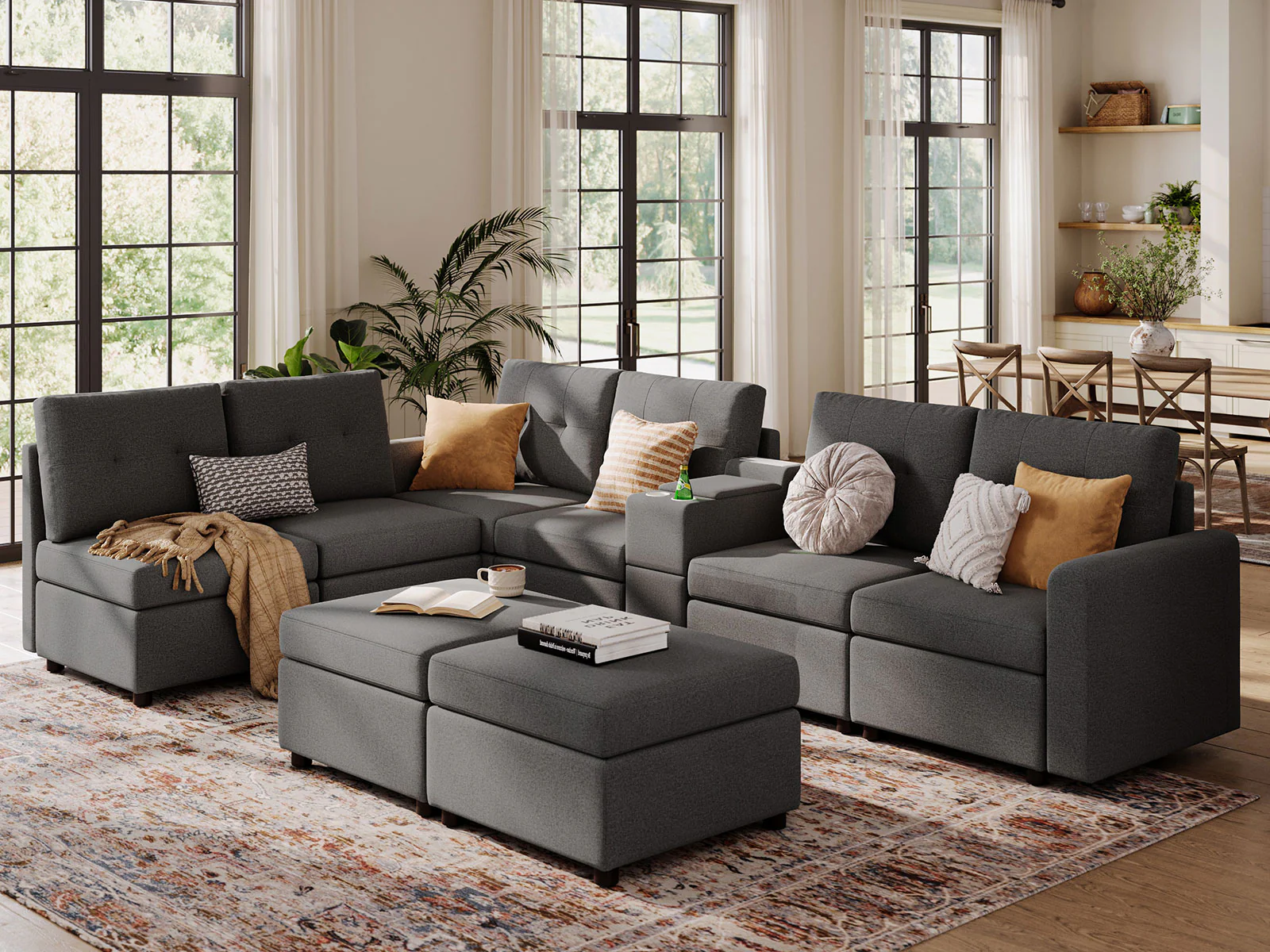 RUBIK III 6 Seats with 2 Ottomans & Console - Image 3