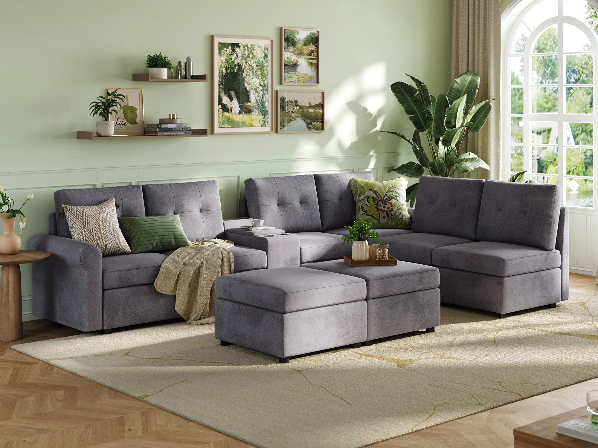 RUBIK III 6 Seats with 2 Ottomans & Console - Image 6