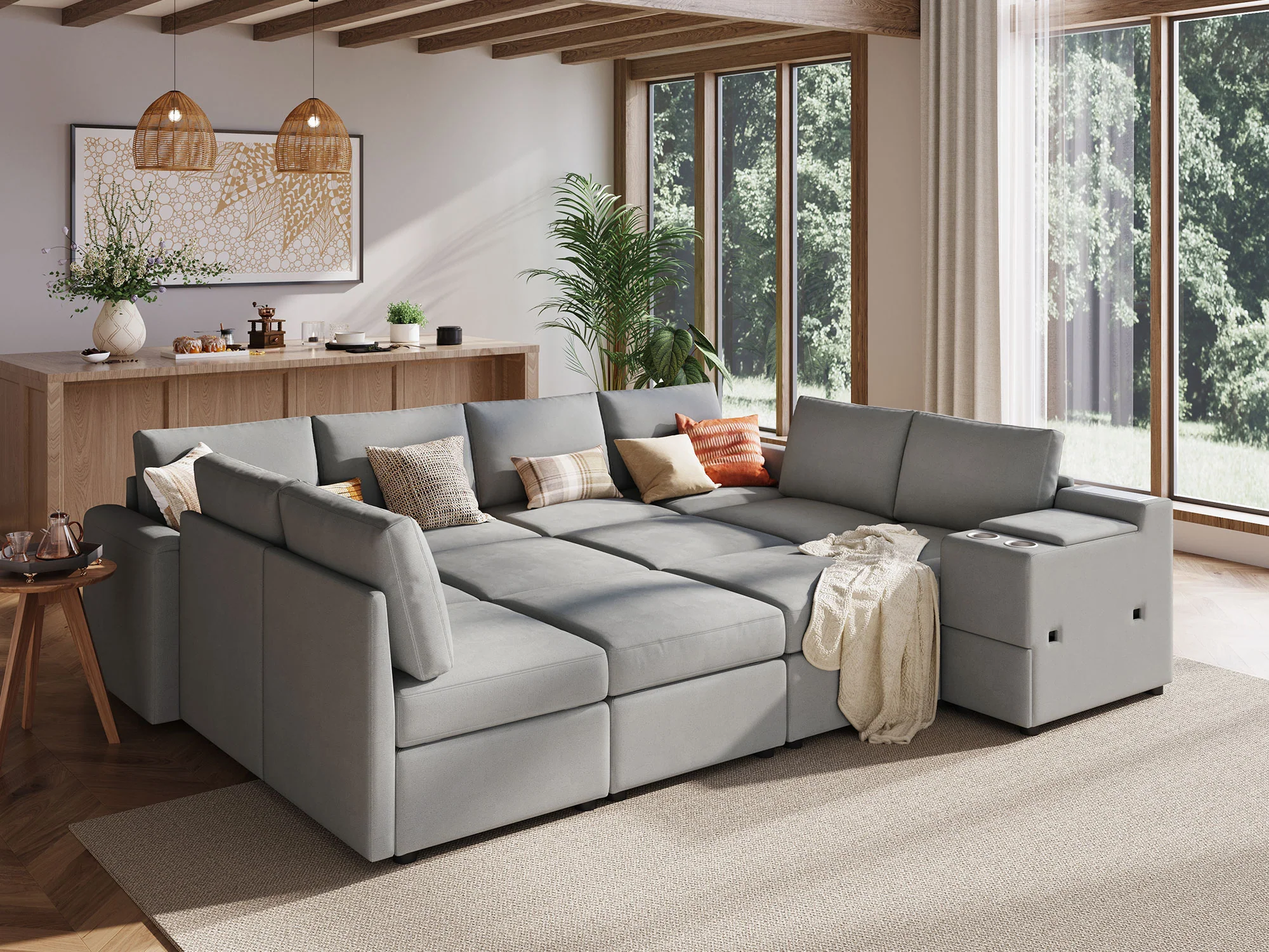 RUBIK III 8 Seats with 4 Ottomans & Console - Image 12