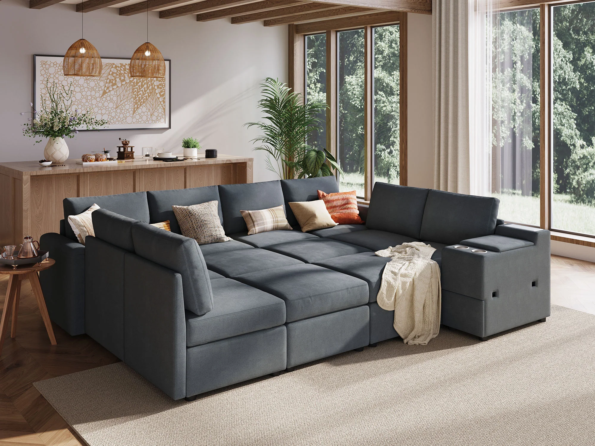 RUBIK III 8 Seats with 4 Ottomans & Console - Image 3